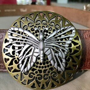 Vintage Fossil Butterfly Leather Belt